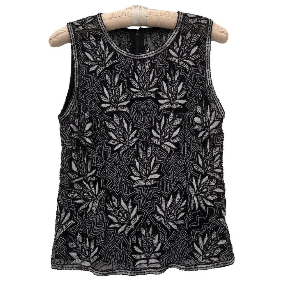 Beaded Silk Sleeveless Top